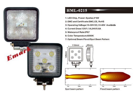 4 عدد 15w 1220LM چراغ مه شکن نقطه ای LED چراغ کار LED E-Mark