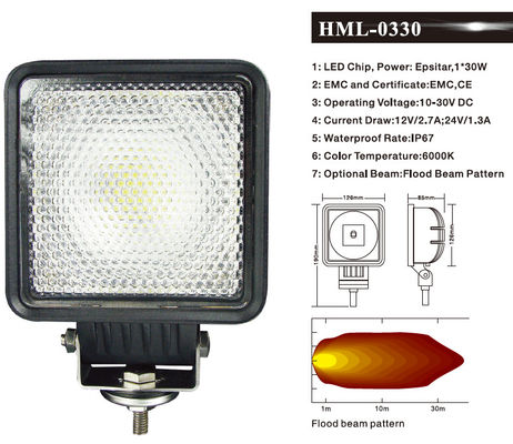 چراغ های سیلاب کار LED 30W 2400lm 6000K برای کامیون خودرو